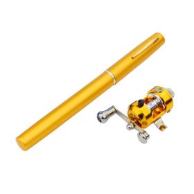 1 meters foreign trade Mini fishing rod, cross border Amazon WISH portable pen fishing rod Fishing Rod A (Color: Gold)