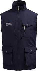 Men's Multi-pocket Casual Quick Dry Vest Photography Fishing Outdoor Vest (size: BLACK-3XL)