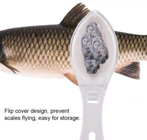 Scale Remover with Cap Fish Scales Remover Cleaner Skinner Fast Cleaning Fish Skin Remover Plastic Kitchen Fish Tools (Color: White)