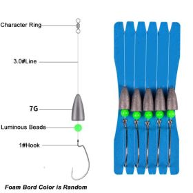 Goture Texas Rig Set; Ready Rig; Finished Product; 5pcs/board (size: 7g/1#)