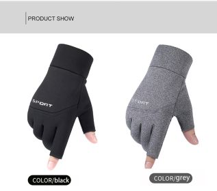 Winter Fishing Gloves Women Men Universal Keep Warm Fishing Protection Anti-slip Gloves 2 Cut Fingers Outdoor Angling (Color: 2 Pairs, size: L)