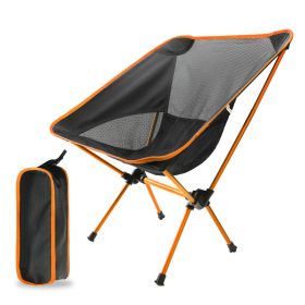 Superhard High Load Outdoor Camping Chair Travel Ultralight Folding Chair Portable Beach Hiking Picnic Seats Fishing Beach BBQ (Ships From: China, Color: Orange)