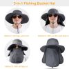 Fishing Bucket Hat Wide Brim Breathable Unisex Hat Sunlight-proof Removable Neck Face Fishing Cap For Fishing Hiking Traveling